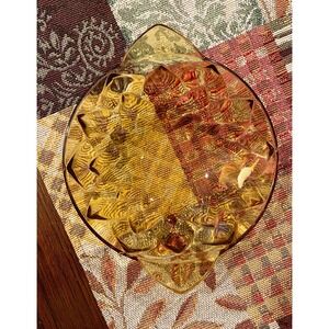Vintage Amber Depression Glass Candy Dish